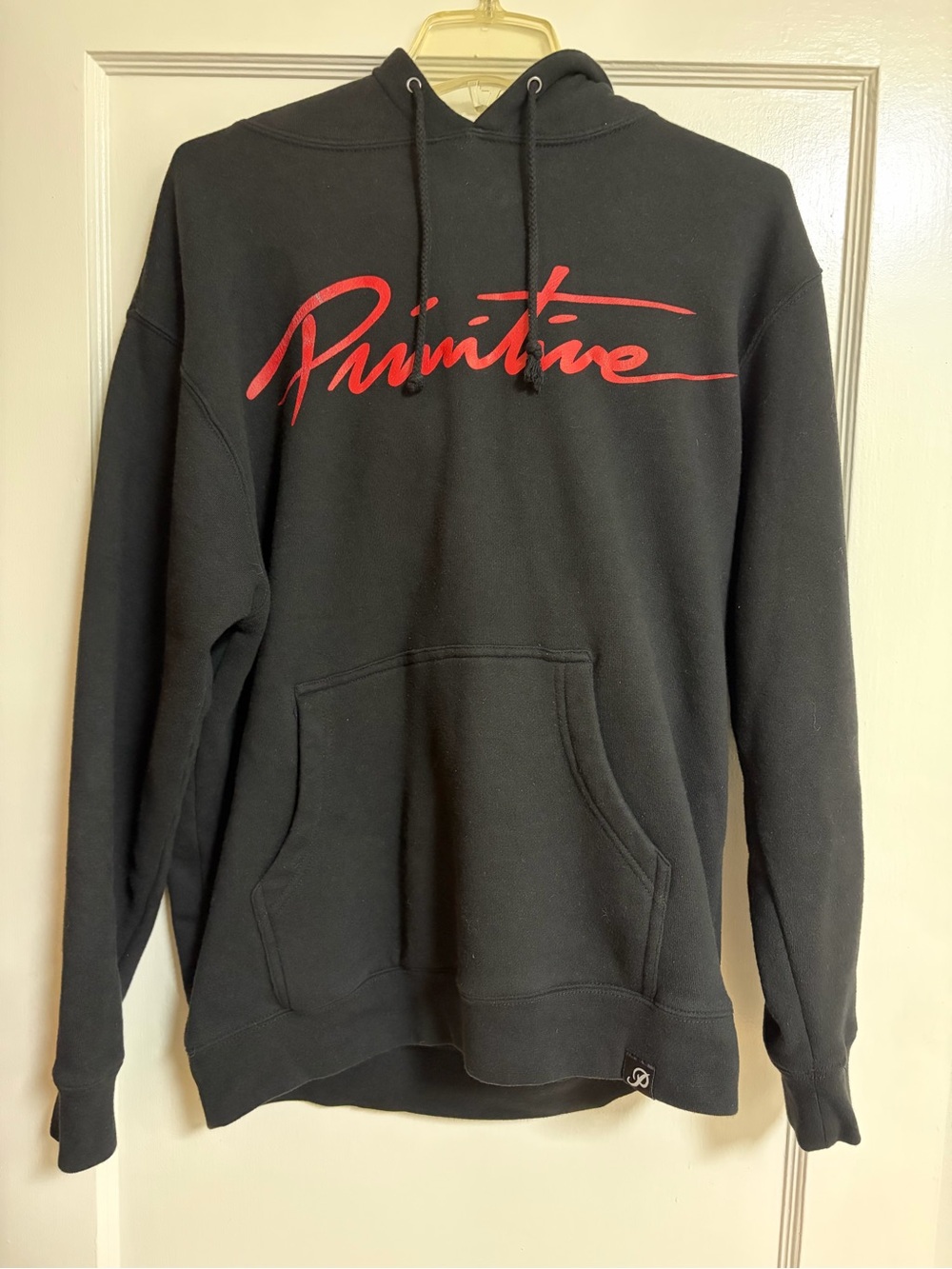 Primitive Black Hoodie with Red Script Logo
